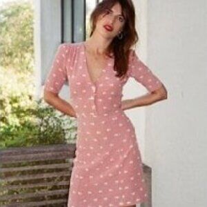 Rouje Paris Matis Floral Dress, Pink, Size 40